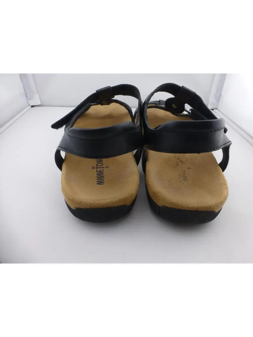 Minnetonka Lakeshore Women's Black Leather Hook & Loop Sandals US Size 8 M3 - Picture 9 of 14
